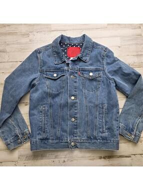 VTG Levi’s Red Tag Denim Jean Jacket Classic Trucker Style Youth L Girl 12-13yrs